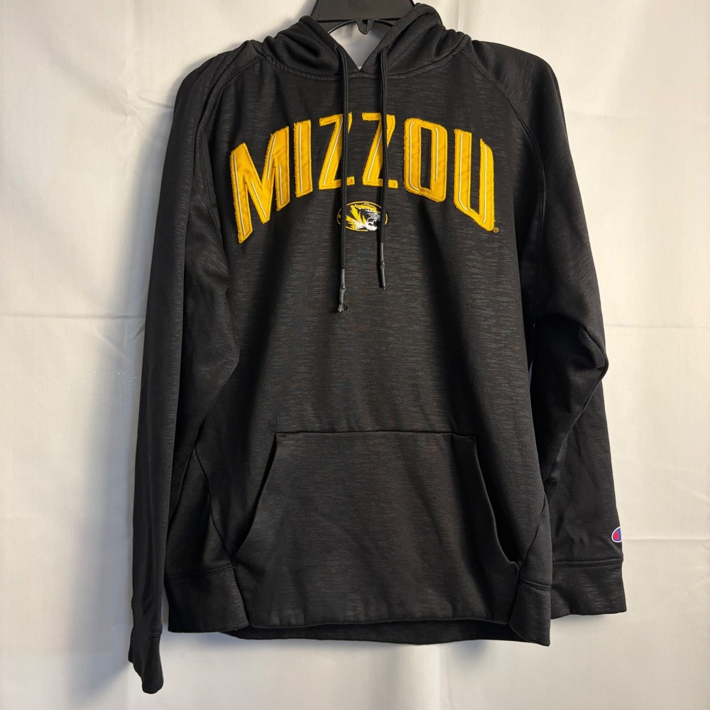 Champion Missouri Mizzou Tigers Hoodie Mens Medium Black Performance Pullover